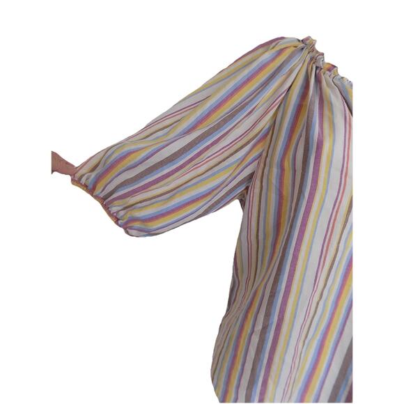 Xirena top blouse puffy sleeves multicolor striped boho size Medium - Picture 2 of 7